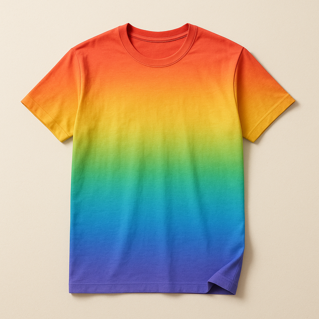 Rainbow Tee — Gradient — flat lay