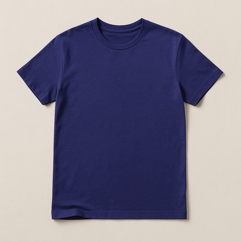 Rainbow Tee — Indigo — flat lay